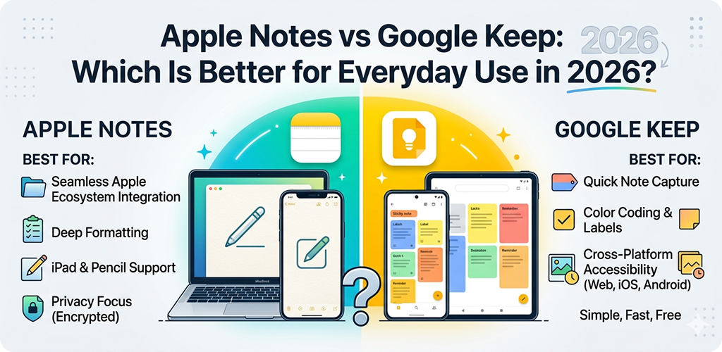 Apple Notes vs Google Keep: Which Is Better for Everyday Use in 2026