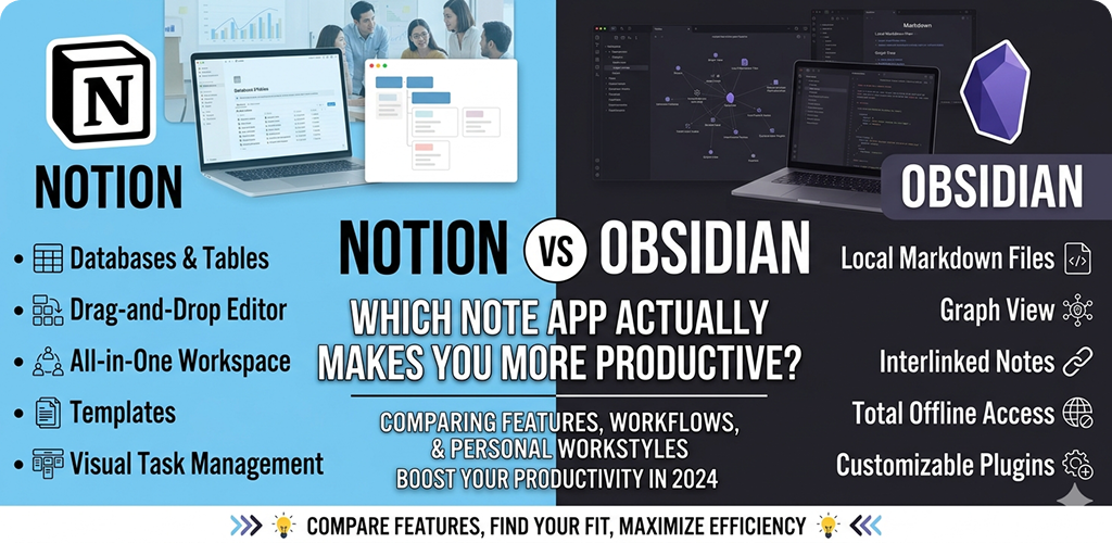 Notion vs Obsidian: Which Note App Actually Makes You More Productive?