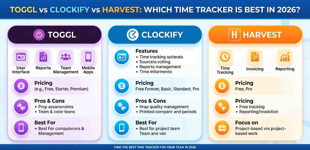 Toggl vs Clockify vs Harvest: Which Time Tracker Is Best in 2026?